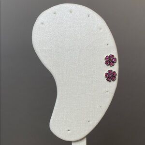 Frieda Rothman Sterling Silver Pink Clover Stud Earrings Gold & Black Rhodium